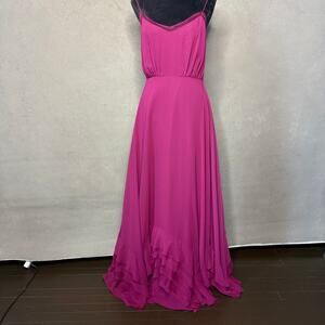 Watters & Watters Magenta Chiffon Formal Gown Spaghetti Strap Size 6